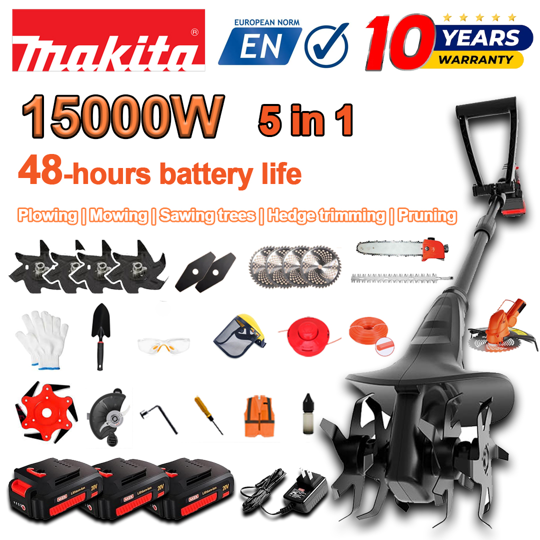(Výdrž baterie 48 hodin) 15000W pluh + 96V lithiová baterie * 3 + žací hlava * 1 + pila * 1 + hlava plotostřihu * 1 + rychlonabíječka * 1 + lopata * 1 + rovný nůž * 2 + pluhový nůž * 4 nůž * 1 + různé příslušenství řezací lano * 1