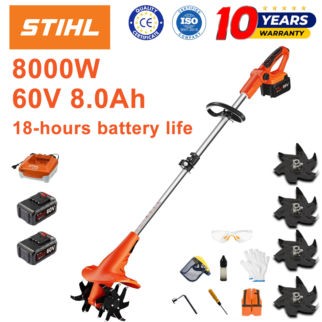 (Výdrž baterie 18 hodin) 8000W pluh + 60V 8,0Ah lithiová baterie * 2 + rychlonabíječka * 1 + radlice pluhu * 4 + různé příslušenství