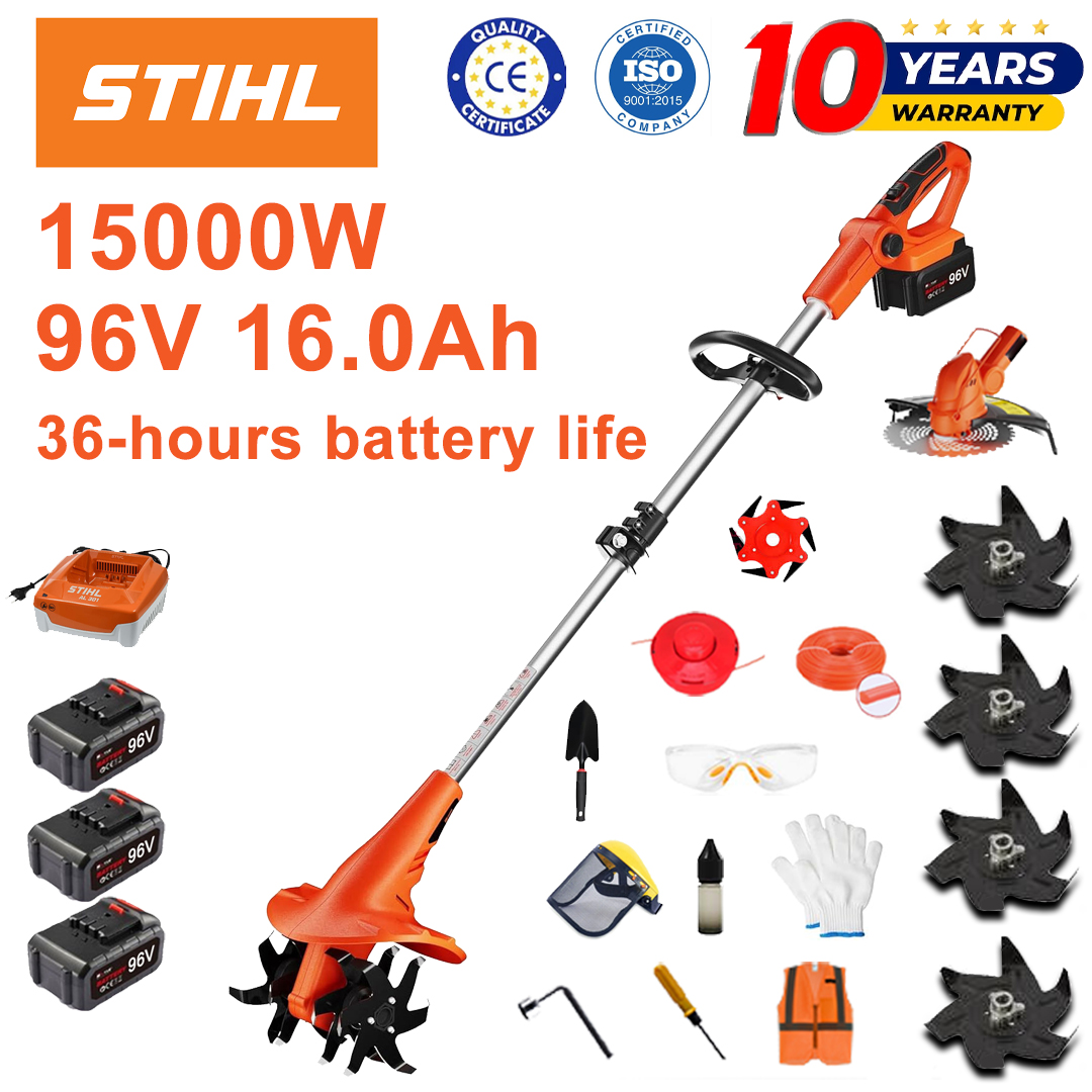 (Výdrž baterie: 36 hodin) 15000W pluh + 96V 16,0Ah lithiová baterie * 3 + řezací hlava * 1 + rychlonabíječka * 1 + lopata * 1 + rovný nůž * 2 + pluhový nůž * 4 + pilový list ze slitiny * 1 + řezací nůž * 1+ řezací lano * 1 + různé příslušenství