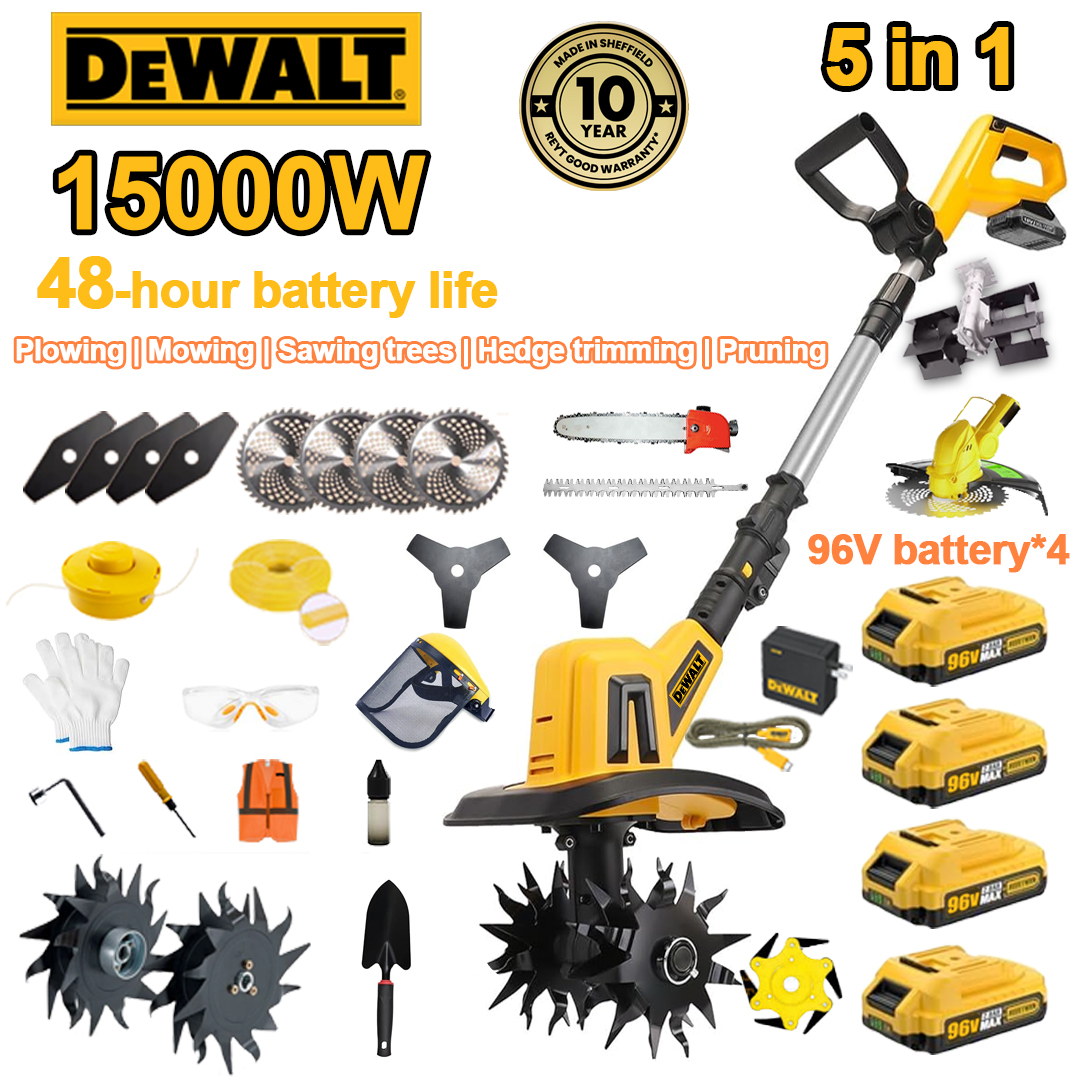 (výdrž baterie 48 hodin) 15000W pluh + 96V lithiová baterie * 4 + rychlonabíječka * 1 + hlava sekačky na trávu * 1 + lopata * 1 + rovný nůž * 4 + list pluhu * 4 + list kotoučové pily * 4 + trojúhelníkový pilový list * 2 + pila na slitinu * 1 pilový list + 1 pilový list * 1 pilový list + různé příslušenství sekačky * 1