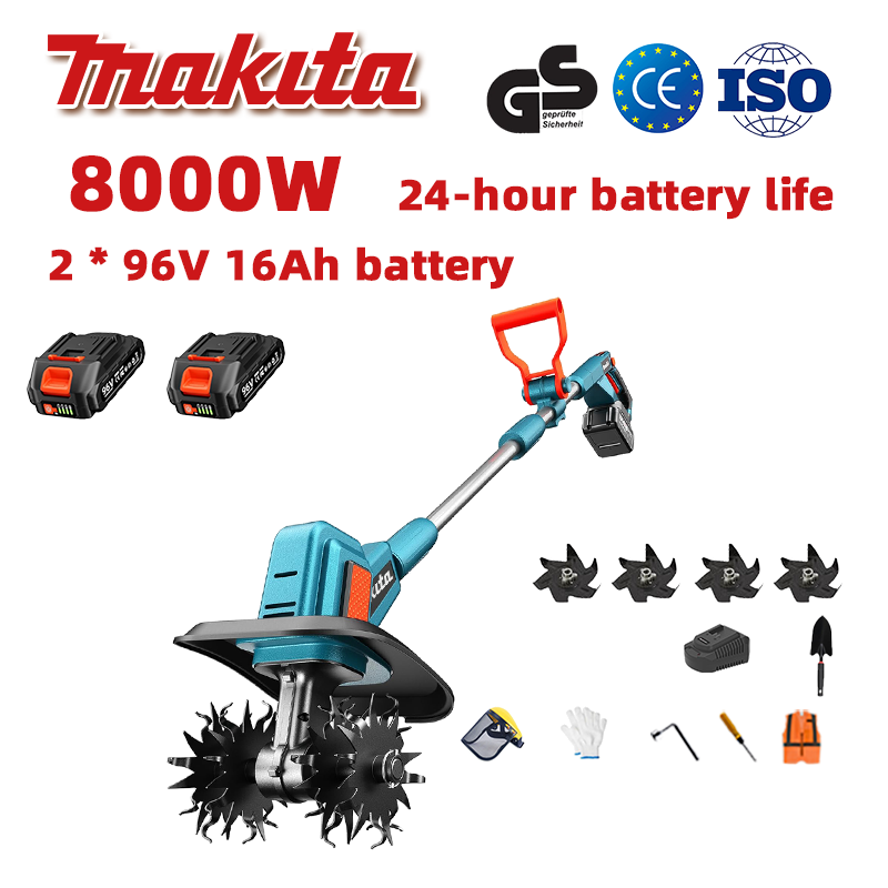 (24hodinová výdrž baterie) Pluh 8000 W + lithiová baterie 96 V 16 Ah * 2 ks + rychlonabíječka * 1 ks + lopata * 1 ks + radlice pluhu * 4 ks + různé příslušenství